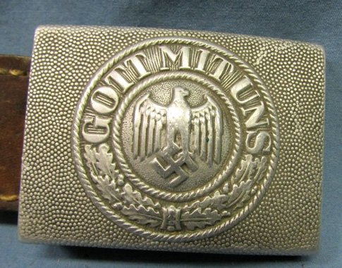  German WWII Pebbled Aluminum Army Buckle & Tab, 1938 — image 3
