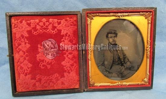  US Civil War Sixth Plate Ambrotype, Seated Militia Soldier — image 2