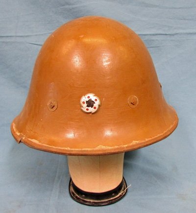  Japanese WWII, Civil Defense Helmet & Insignia, Complete — image 2