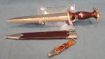 German WWII M1933 SA Enlisted Dagger & Hanger, RZM