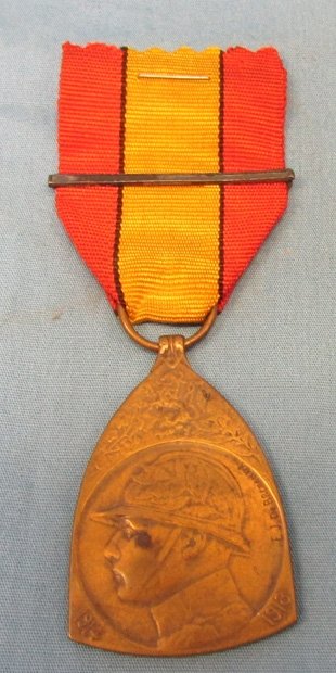  Belgian WWI Albert Service Medal, 12 Month Clasp — image 2