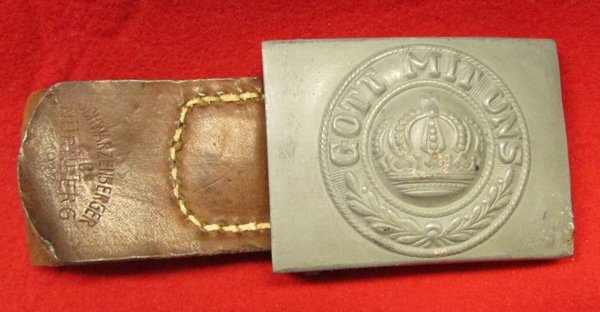  German WWI, M1915 Prussian Enlisted Buckle & Leather Tab — image 2