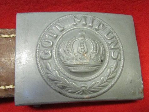  German WWI, M1915 Prussian Enlisted Buckle & Leather Tab — image 3