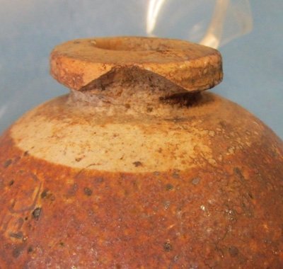  Japanese WWII, Brown Finished Ceramic Grenade, INERT, Maker Marked — image 3