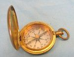 US WWI WWII Pocket Watch Type Compass, Brass Case