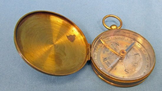  Japanese Brass, Export, Pocket Watch Style Compass, — image 2