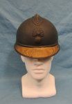 French WWI Adrian Infantry Helmet with Veterans Named Visor Plate