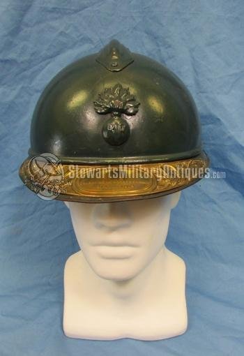 French WWI Adrian Infantry Helmet With Liner & Veteran Visor Plate — image 2