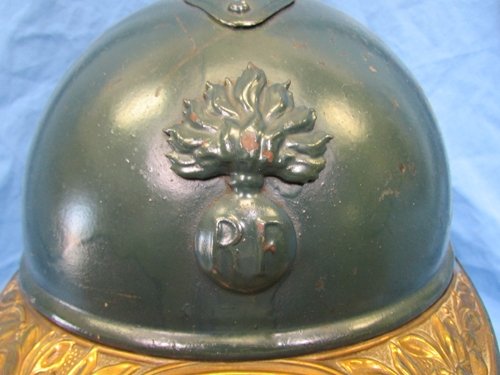  French WWI Adrian Infantry Helmet With Liner & Veteran Visor Plate — image 3