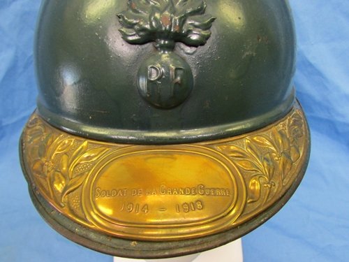  French WWI Adrian Infantry Helmet With Liner & Veteran Visor Plate — image 4