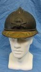 French WWI Adrian Artillery Helmet with Veterans Brass Visor Plate