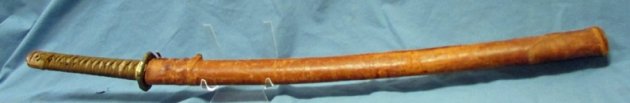  Japanese WWII Army Officers Katana, Leather Covered Scabbard — image 2