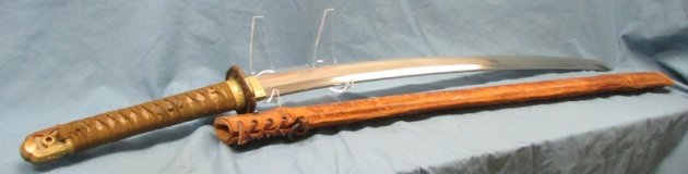  Japanese WWII Army Officers Katana, Leather Covered Scabbard — image 7