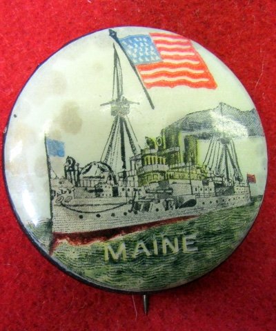 US Spanish American War Patriotic Pin, 'Remember The Maine' — image 2