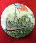 US Spanish American War Patriotic Pin, 'Remember The Maine'