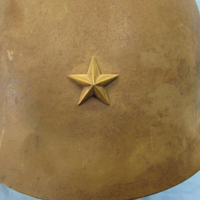  Japanese WWII Army Battle Damaged Helmet, Complete Strap, Partial Liner — image 4