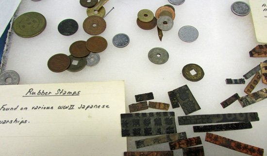  Japanese WWII Lot of Wreck Recovered Coins & Official Stamps — image 3