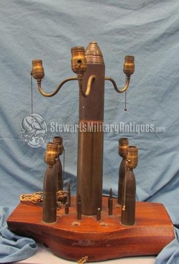  US WWI Trench Art Lamp, Shells & Airplane Propellor Base — image 2