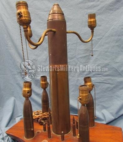  US WWI Trench Art Lamp, Shells & Airplane Propellor Base — image 4