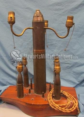  US WWI Trench Art Lamp, Shells & Airplane Propellor Base — image 5