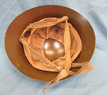  Japanese WWII Steel Civil Defense/Factory Helmet, Complete — image 5