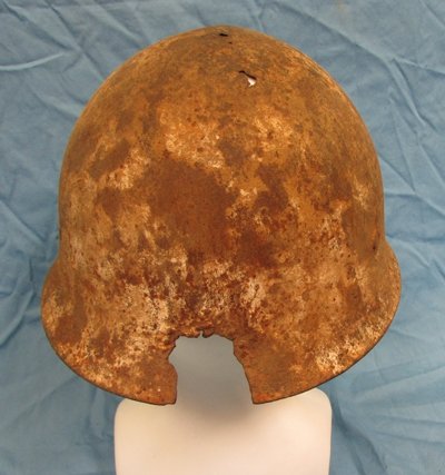  Japanese WWII Relic Battle Damaged Helmet Shell — image 3