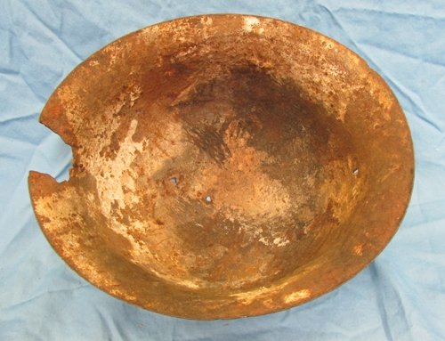  Japanese WWII Relic Battle Damaged Helmet Shell — image 4
