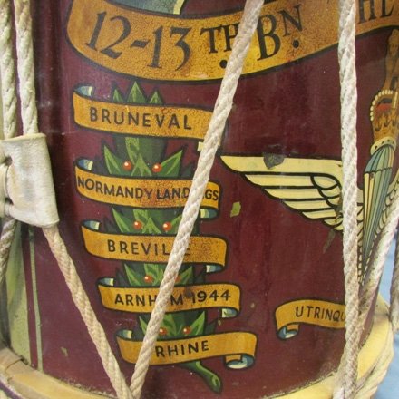  British, Post WWII, 12-13th Para Battalion Drum, 10 Battle Honors — image 4