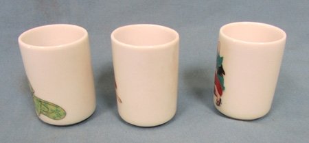  Japanese WWII Era Geisha Sake Cups, Set of Three — image 3