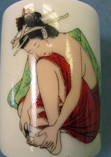  Japanese WWII Era Geisha Sake Cups, Set of Three — image 4