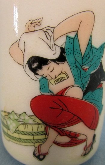  Japanese WWII Era Geisha Sake Cups, Set of Three — image 6