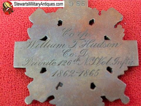  US Civil War, New York Long & Faithful Service Medal, Named 126th NYV — image 3