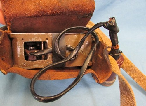  Japanese WWII Wind-Up Signal Flashlight, Leather Case — image 3