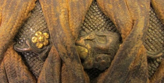  Japanese Samauri Sword Cloth Wrapped Grip, Gold Decorated Menuki — image 3