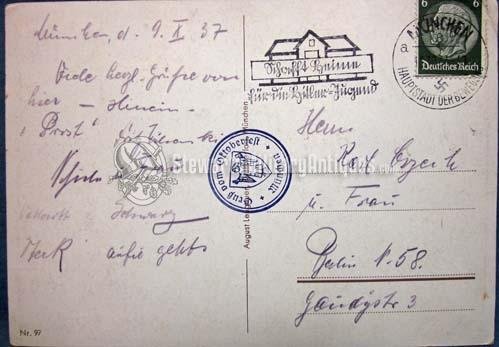  German WWII Oktoberfest Postcard, 1937 — image 3