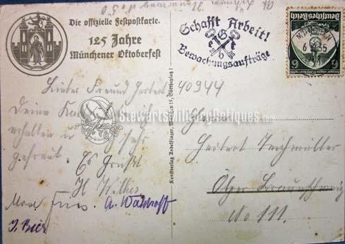  German WWII, Oktoberfest 125th Anniversary Postcard, 1935 — image 3