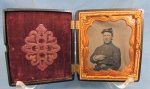 US Civil War Union Soldier in Union Case, 1/6 Plate