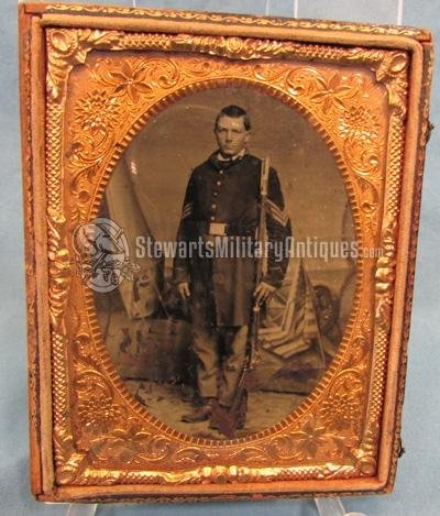  US Civil War 1/4 Plate Tintype of an Armed Union NCO — image 2