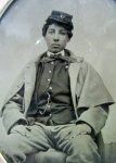 US Civil War 1/4 Plate Image, Seated Soldier in Overcoat