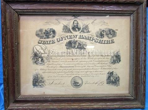  US Post Civil War, New Hampshire Certificate of Appreciation, 14th NH Inf'y — image 2