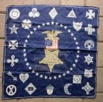 US Post Civil War GAR Patriotic Handkerchief, Corps Badges