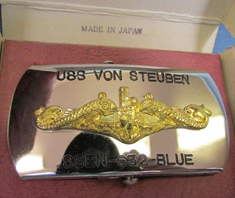  US Cold War Era, USS von Steuben Submarine Buckle, Boxed — image 2