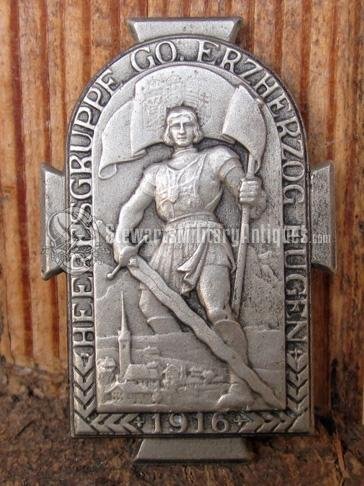  Austrian WWI, Patriotic Cap Badge, Herres Gruppe, GO, Erzherzog Eugen 1916 — image 2