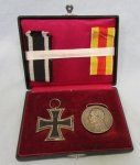 German WWI, Double Cased, Prussian EK2 & Baden Service Medal …