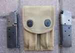 US WWI Pistol Magazine Pouch, 2 Two-Tone .45 Magazines