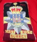 British WWI East Regiment Surrey Souvenir Pillow.