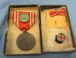 Japanese Showa Era Red Cross Membership Medal Rosette Silver Cased