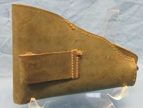  Italian WWII Full-Flap Pistol Holster, Green Leather — image 4