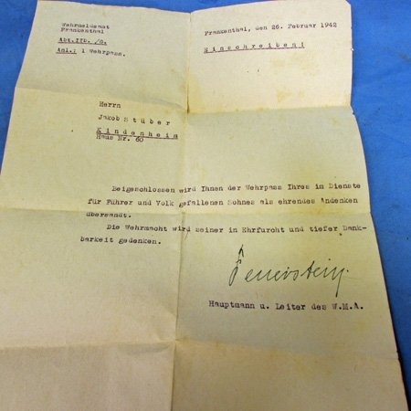  German WWII Army Wehrpass, Russian Front Casualty, December 1941 — image 2