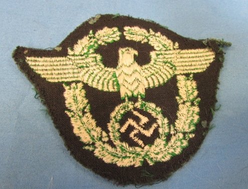  German WWII Municipal Police Cloth Sleeve Insignia, Uniform Removed — image 2